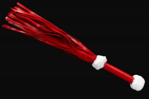 Красо-белая многохвостая плеть из натуральной кожи фото 4