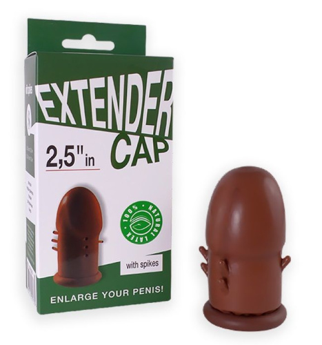 Коричневый латексный удлинитель пениса 2.5 in с шипиками Коричневый латексный удлинитель пениса 2.5 in с шипиками