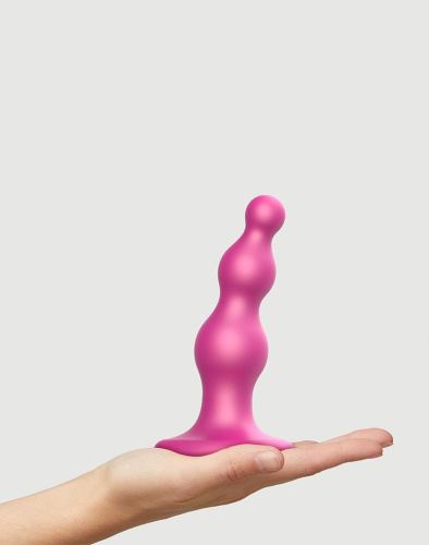 Розовая насадка Strap-On-Me Dildo Plug Beads size S фото 3