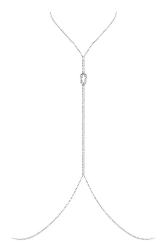 Серебристое украшение на тело со стразами фото 5