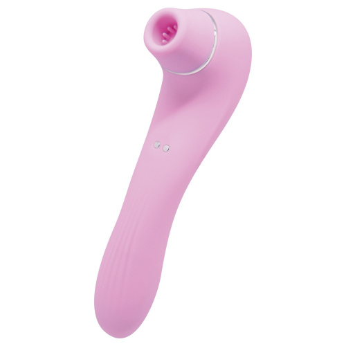 Розовый стимулятор Smoooch Clitoral Suction & Vibration - 18,6 см.