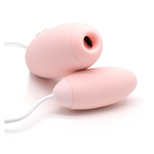 Нежно-розовое виброяйцо с вакуум-волновым действием Kiss Toy Miss VV фото 3