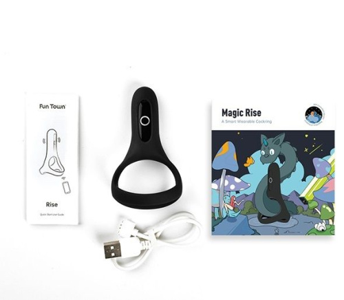 Черное виброкольцо Magic Motion Rise с подхватом мошонки фото 3