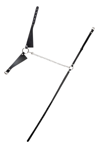 Черная портупея-чокер с поводком и карабином в виде кольца фото 5