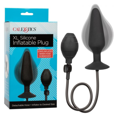 Черная расширяющаяся анальная пробка XL Silicone Inflatable Plug - 16 см. фото 2