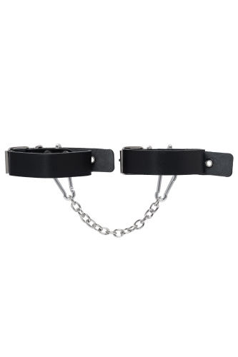 Черные оковы из одного ремешка с люверсами фото 4