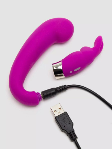 Лиловый вибратор Mini G-Spot Curve Vibe с клиторальным зайчиком фото 4