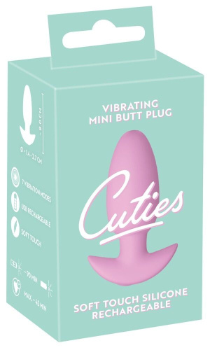 Розовая анальная пробка с вибрацией Cuties Vibrating Mini Butt Plug - 8 см. фото 2