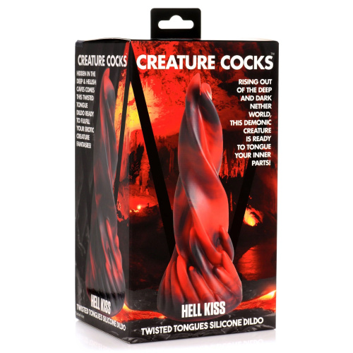 Красно-черный фантазийный фаллоимитатор Hell Kiss Twisted Tongues Silicone Dildo - 18,8 см. фото 5