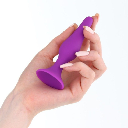Фиолетовая коническая силиконовая анальная пробка Soft - 10,5 см. фото 4