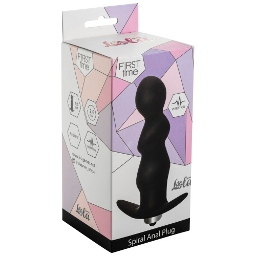 Чёрная фигурная анальная вибропробка Spiral Anal Plug - 12 см. фото 2