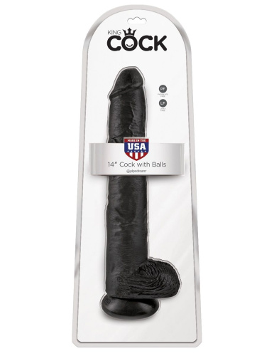 Чёрный фаллоимитатор-гигант 14  Cock with Balls - 37,5 см. фото 5