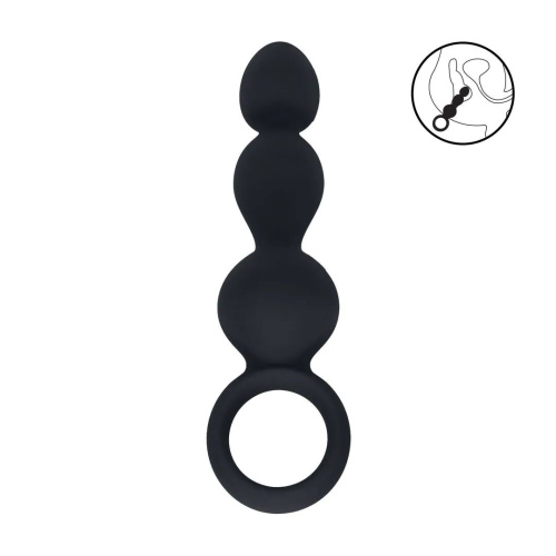 Черная анальная елочка Beaded Silicone Anal Probe with Loop Черная анальная елочка Beaded Silicone Anal Probe with Loop