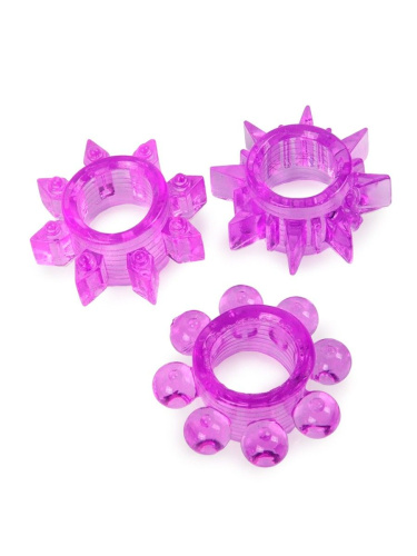 Набор из 3 лиловых эрекционных колец различной формы