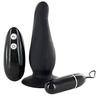 Анальный стимулятор с вибрацией и пультом управления - 11,5 см.
