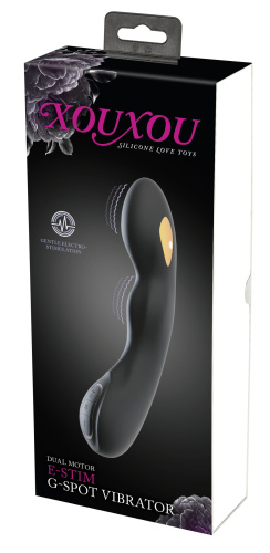 Черный вибратор-электростимулятор для точки G - 20,2 см. фото 2