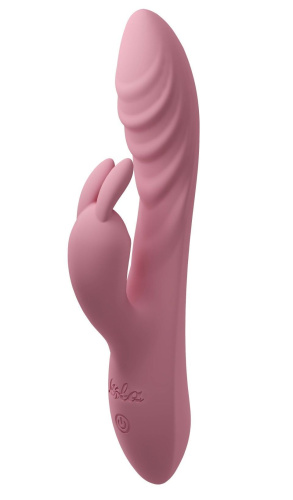 Розовый перезаряжаемый вибратор-кролик Thai - 20,6 см. фото 2