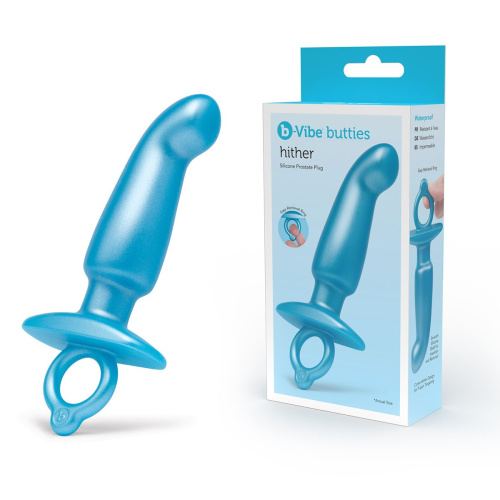 Голубая анальная пробка для массажа простаты Hither Silicone Prostate Plug - 14,3 см. фото 2