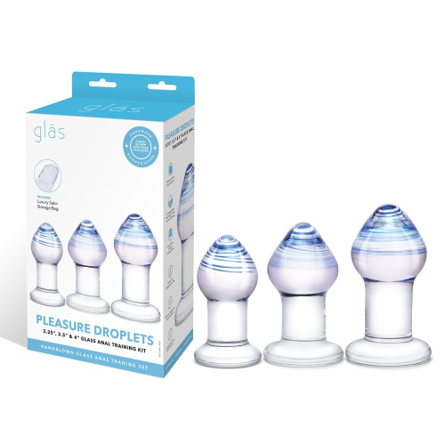 Набор из 3 стеклянных анальных пробок Pleasure Droplets Plug Set фото 2