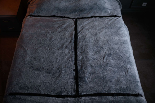 Черно-бежевый замшевый набор фиксации на кровати Sex Game фото 3