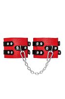Красно-черные мягкие оковы с двумя ремешками с люверсами