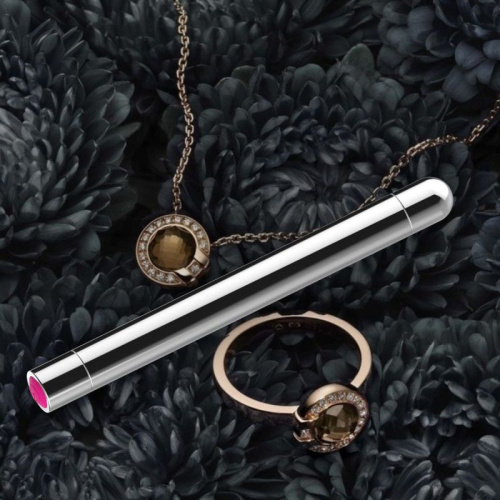 Металлический вибратор CiCi с силиконовой насадкой - 16,5 см. фото 3