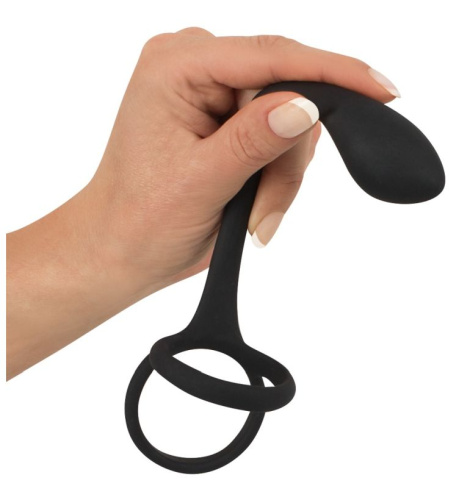 Эрекционное кольцо с утяжкой на мошонку и анальным плаг Black Velvets фото 5 Эрекционное кольцо с утяжкой на мошонку и анальным плаг Black Velvets фото 5