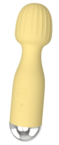 Желтый мини-вибратор с шаровидной головкой фото 2