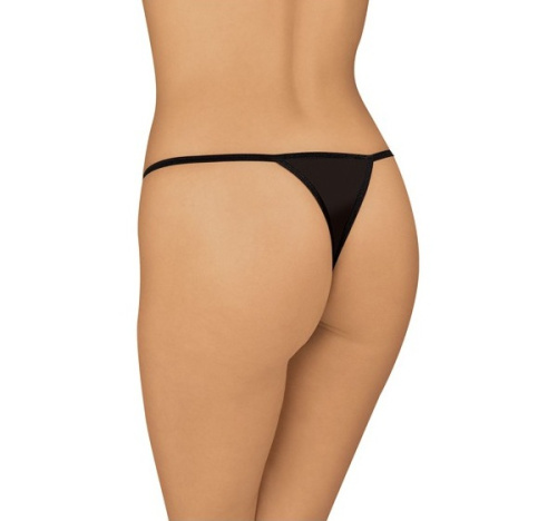 Чёрные трусики-стринг с декоративной шнуровкой фото 2