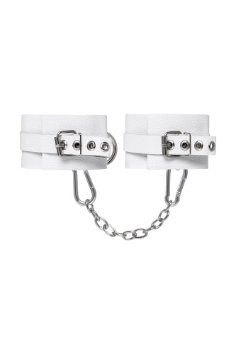 Белые мягкие кожаные наручники с люверсами фото 4 Белые мягкие кожаные наручники с люверсами фото 4