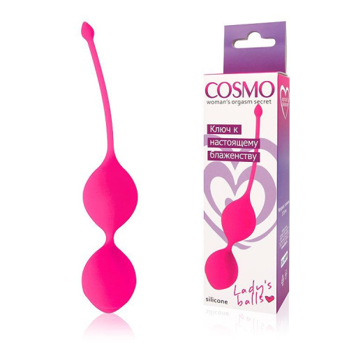 Розовые вагинальные шарики Cosmo с хвостиком фото 2