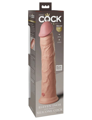 Телесный фаллоимитатор-реалистик King Cock Ellite Dual Density - 28 см. фото 4