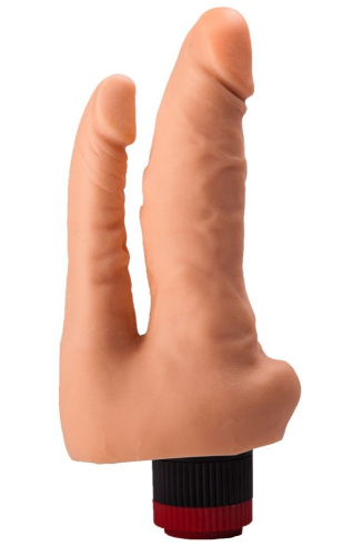 Двойной гелевый вибратор телесного цвета - 19,5 см. Двойной гелевый вибратор телесного цвета - 19,5 см.