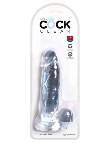 Прозрачный фаллоимитатор 7  Cock with Balls - 20,3 см. фото 5