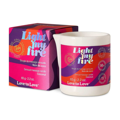 Массажная свеча Light My Fire Coconut с ароматом кокоса - 65 гр. фото 2