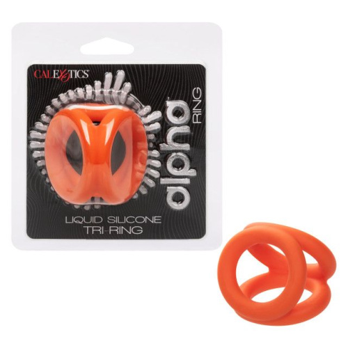 Оранжевое тройное эрекционное кольцо Liquid Silicone Tri-Ring фото 2