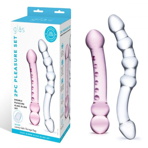 Набор из 2 стеклянных двухголовых фаллоимитаторов Pleasure Set фото 2