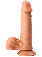 Фаллоимитатор с мошонкой на подошве-присоске - 20 см.