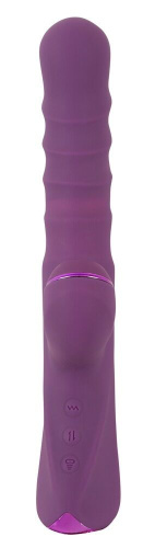 Фиолетовый вибратор-кролик с функцией постукивания и фрикциями 3 Function Rabbit Vibrator - 23,7 см. фото 5