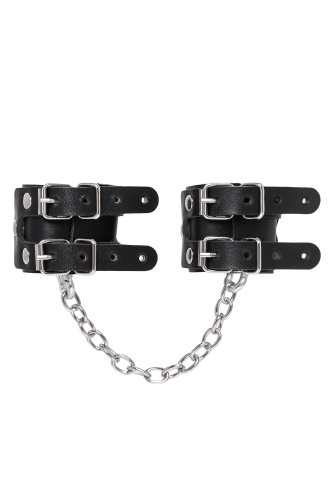 Черные кожаные наручники-браслеты с двумя ремешками фото 4 Черные кожаные наручники-браслеты с двумя ремешками фото 4