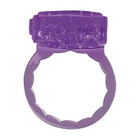 Фиолетовое эрекционное виброкольцо VIBRATING COCK RING ACE BUDDY