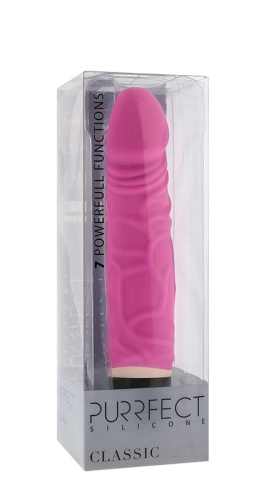 Ярко-розовый вибратор PURRFECT SILICONE CLASSIC 6.5INCH - 16,5 см. фото 2