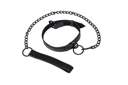 Черный ошейник Sin с поводком Черный ошейник Sin с поводком