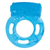 Голубое эрекционное виброкольцо VIBRATING COCK RING WHATSUP!