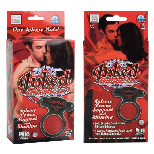 Черное виброколечко Inked фото 3