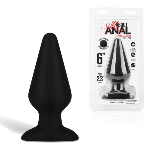 Черный плаг из силикона Seamless Silicone Butt Plug - 15 см. фото 2