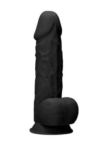 Черный фаллоимитатор Realistic Cock With Scrotum - 21,5 см. фото 3