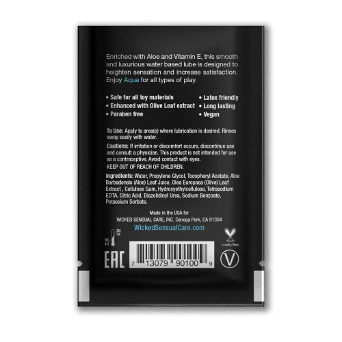 Легкий лубрикант на водной основе с алое Wicked Aqua - 3 мл. фото 2