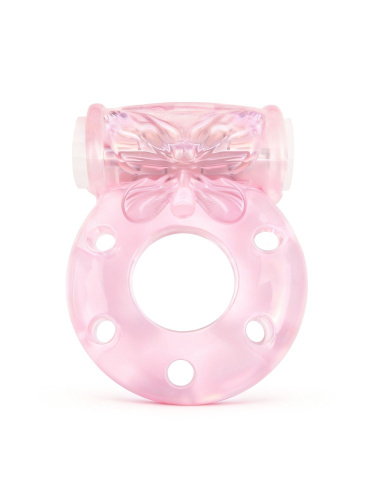 Розовое эрекционное виброкольцо с бабочкой фото 2