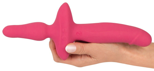 Розовый двусторонний вибратор 2in1 Vibrator & Butt Plug фото 6